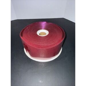 Burgundy Velvet Ribbon on Spool 25 Yds  2 3/4" Vintage Made in USA
